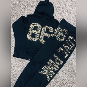 PINK Victoria's Secret 86 leopard bling hoodie / Sweatpants vintage outfit S